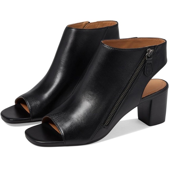 Chunky Heel Open Toe Booties Side Zipper Sandal Cut Out 3” Block Stacked Ankle - Picture 1 of 10